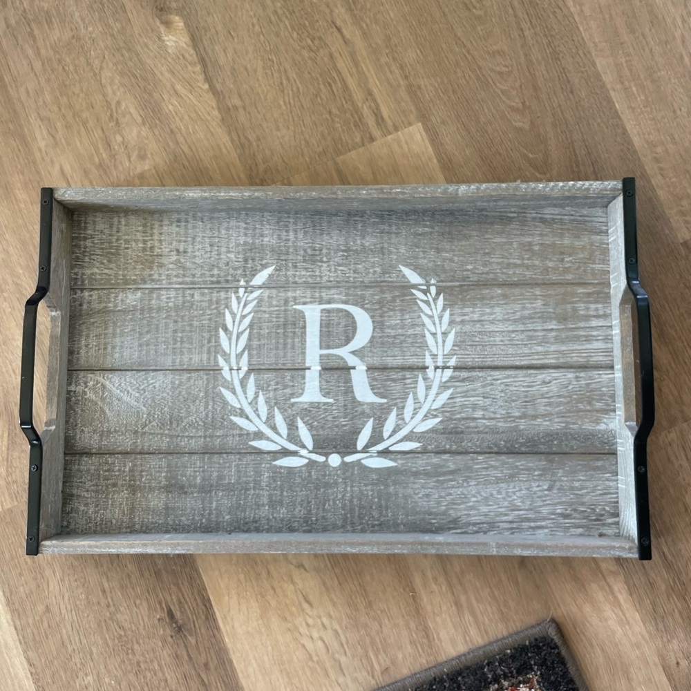 Rustic Wooden Serving Tray with Handles